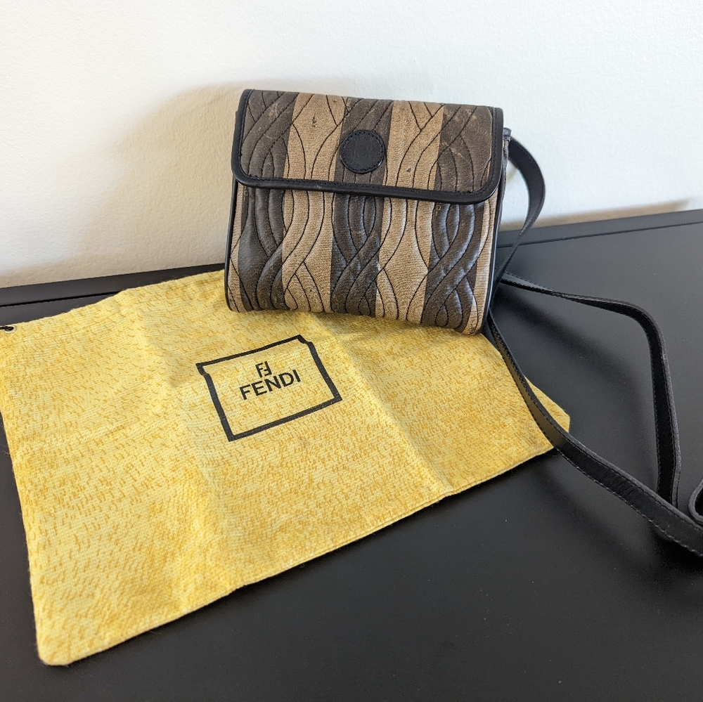 Fendi Vintage Small Canvas Crossbody Bag+Dust Bag